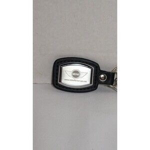 MINI Coper Leather Key Fob Key Holder Keychain Black Silver Logo Dealership